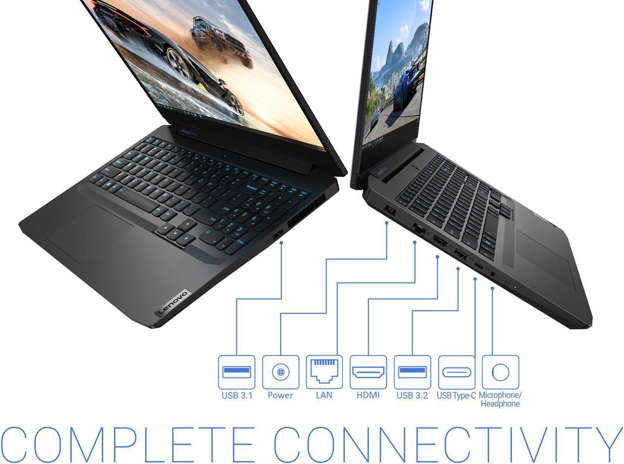 Alt view image 6 of 7 - Lenovo IdeaPad 3 Gaming Notebook, 15.6" 120Hz FHD Display, AMD Ryzen 7 4800H Upto 4.2GHz, 16GB RAM, 512GB NVMe SSD, NVIDIA GeForce GTX 1650 Ti, HDMI, Wi-Fi, Bluetooth, Windows 10 Pro