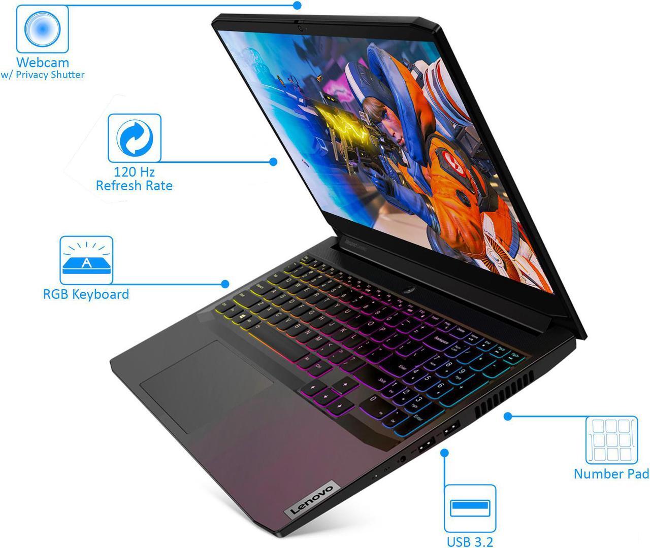 Alt view image 2 of 7 - Lenovo IdeaPad 3i Gaming Laptop, 15.6" 120Hz FHD Display, Intel Core i5-11300H Upto 4.4GHz, 8GB RAM, 1TB NVMe SSD, NVIDIA GeForce GTX 1650, HDMI, Wi-Fi, Bluetooth, Windows 11 Pro