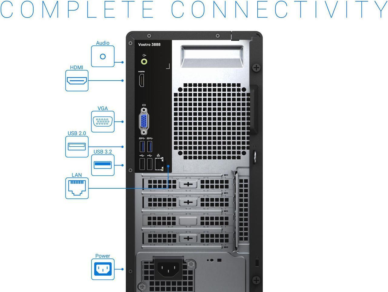 Alt view image 6 of 7 - Dell Vostro 3888 Desktop, Intel Core i5-10400 Upto 4.3GHz, 8GB RAM, 256GB SSD, DVDRW, HDMI, VGA, Windows 10 Pro