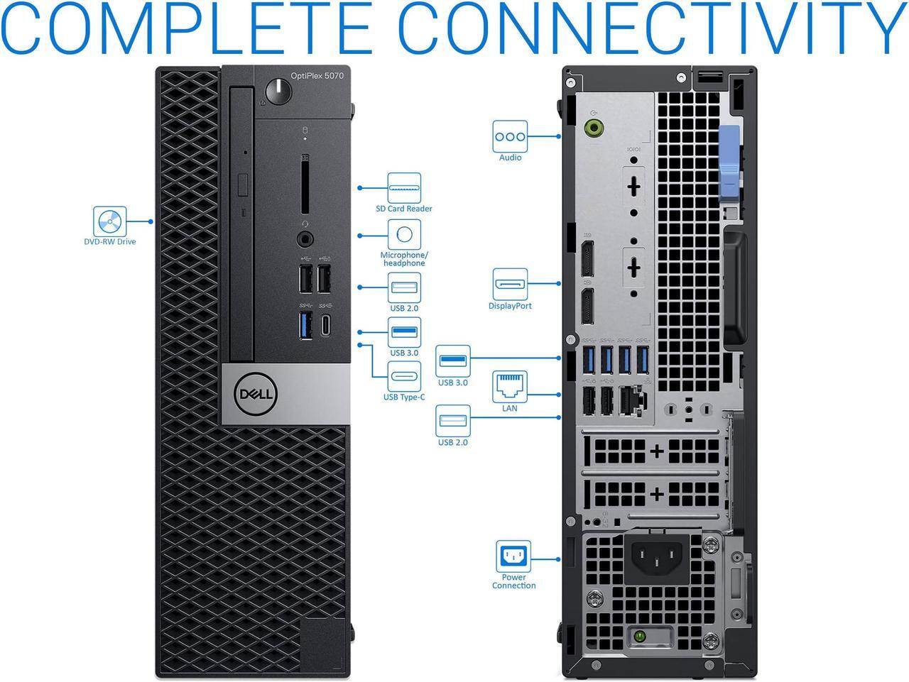 Alt view image 5 of 7 - Dell OptiPlex 5070 Desktop, Intel Core i7-9700 Upto 4.7GHz, 8GB RAM, 1TB NVMe SSD, DVDRW, DisplayPort, Wi-Fi, Bluetooth, Windows 10 Pro