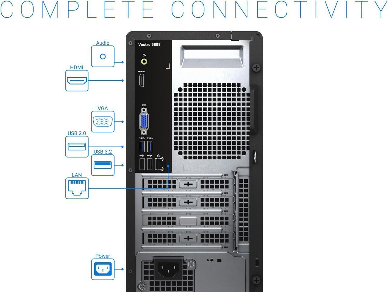 Alt view image 7 of 7 - Dell Vostro 3888 Desktop, Intel Core i7-10700 Upto 4.8GHz, 32GB RAM, 1TB SSD, DVDRW, HDMI, VGA, Windows 10 Pro