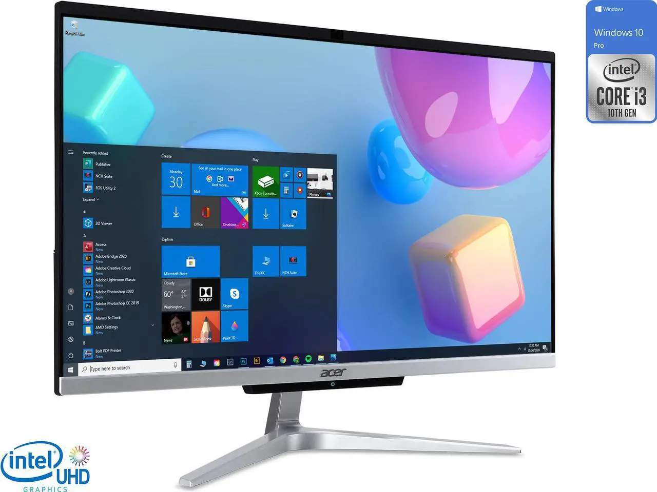 Main image of Acer Aspire C24 All-in-One, 23.8" FHD Display, Intel Core i3-1005G1 Upto 3.4GHz, 16GB RAM, 1TB NVMe SSD, HDMI, Wi-Fi, Bluetooth, Windows 10 Pro