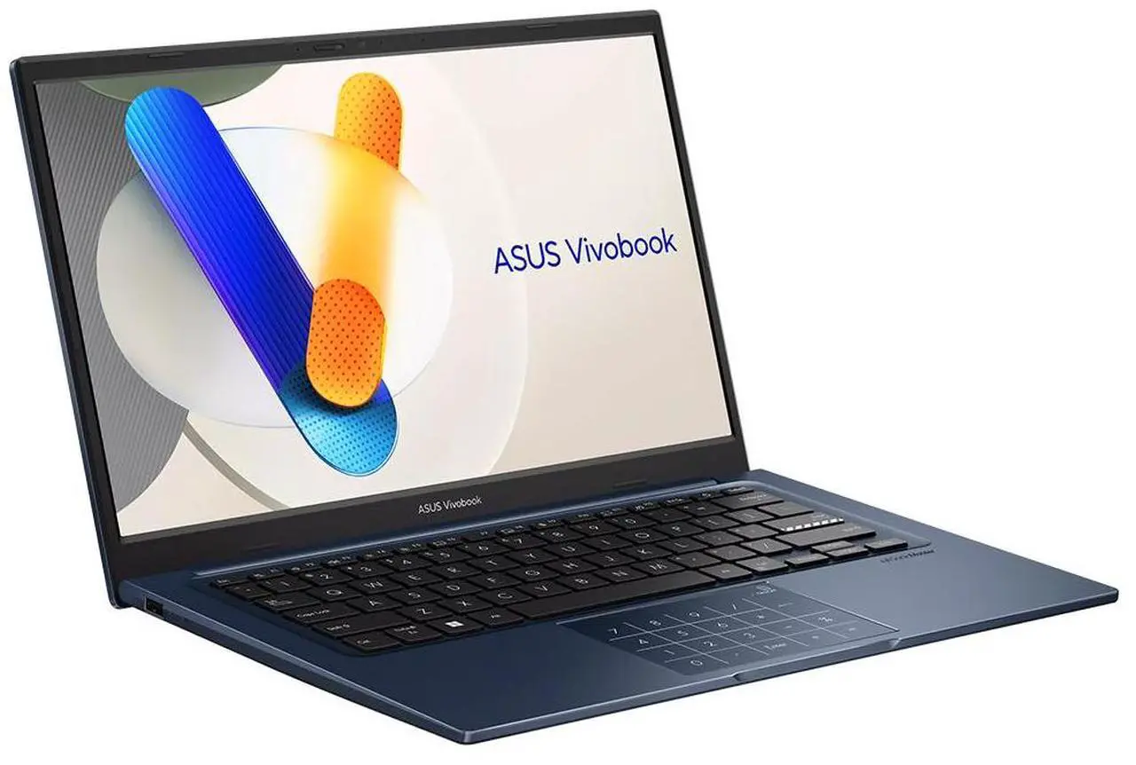 ASUS Vivobook laptop in Quiet Blue color with a 14-inch screen.