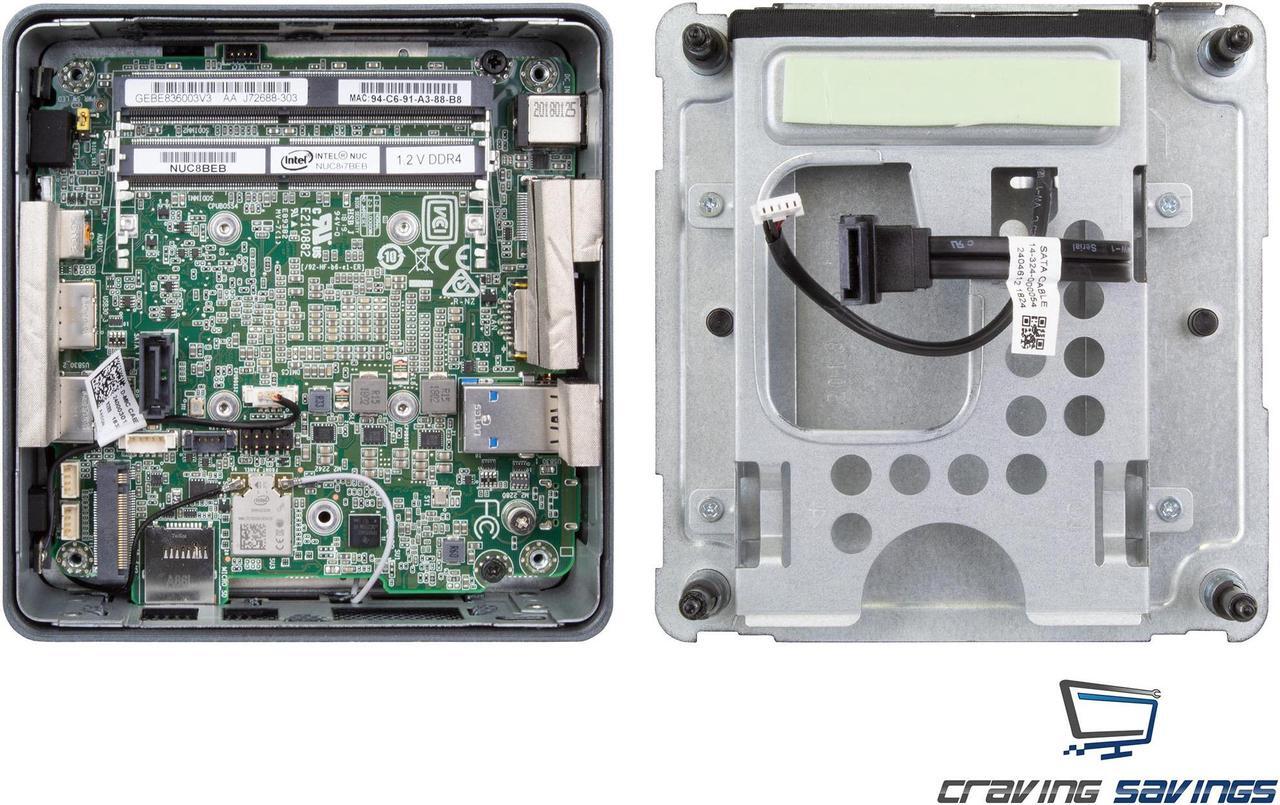Alt view image 4 of 8 - Intel NUC8i5BEH Mini PC/HTPC, Intel Core i5-8259U Up to 3.8GHz, 4GB DDR4, 256GB SSD + 1TB HDD, Wifi, Bluetooth 5.0, 4K Support, Dual Monitor Capable, Windows 10 Pro