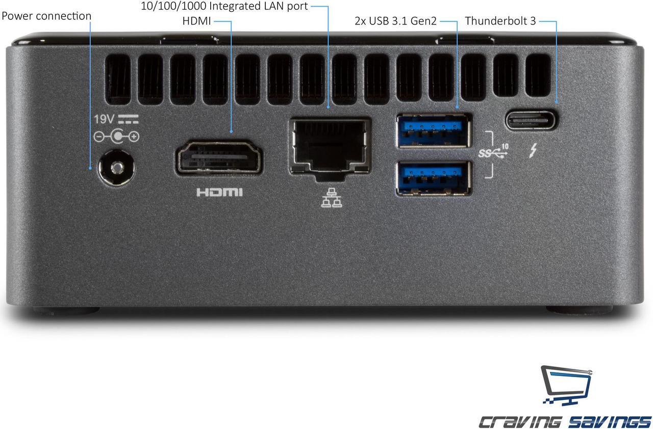 Alt view image 2 of 8 - Intel NUC8i5BEH Mini PC/HTPC, Intel Core i5-8259U Up to 3.8GHz, 4GB DDR4, 256GB SSD + 1TB HDD, Wifi, Bluetooth 5.0, 4K Support, Dual Monitor Capable, Windows 10 Pro