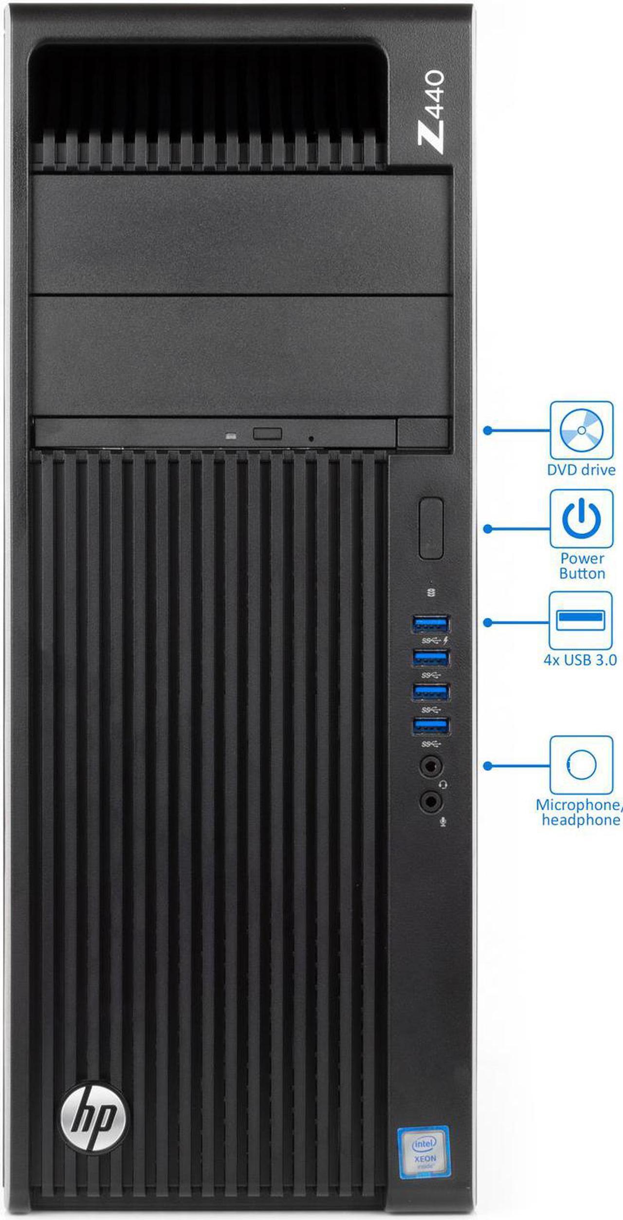Alt view image 2 of 7 - HP Z440 Workstation Desktop, Intel Xeon E5-1607 v4 3.1GHz, 64GB RAM, 256GB SSD + 1TB HDD, 2x NVIDIA NVS 310 Graphics, DVD-RW, DisplayPort, Wi-Fi, Bluetooth, Windows 10 Pro