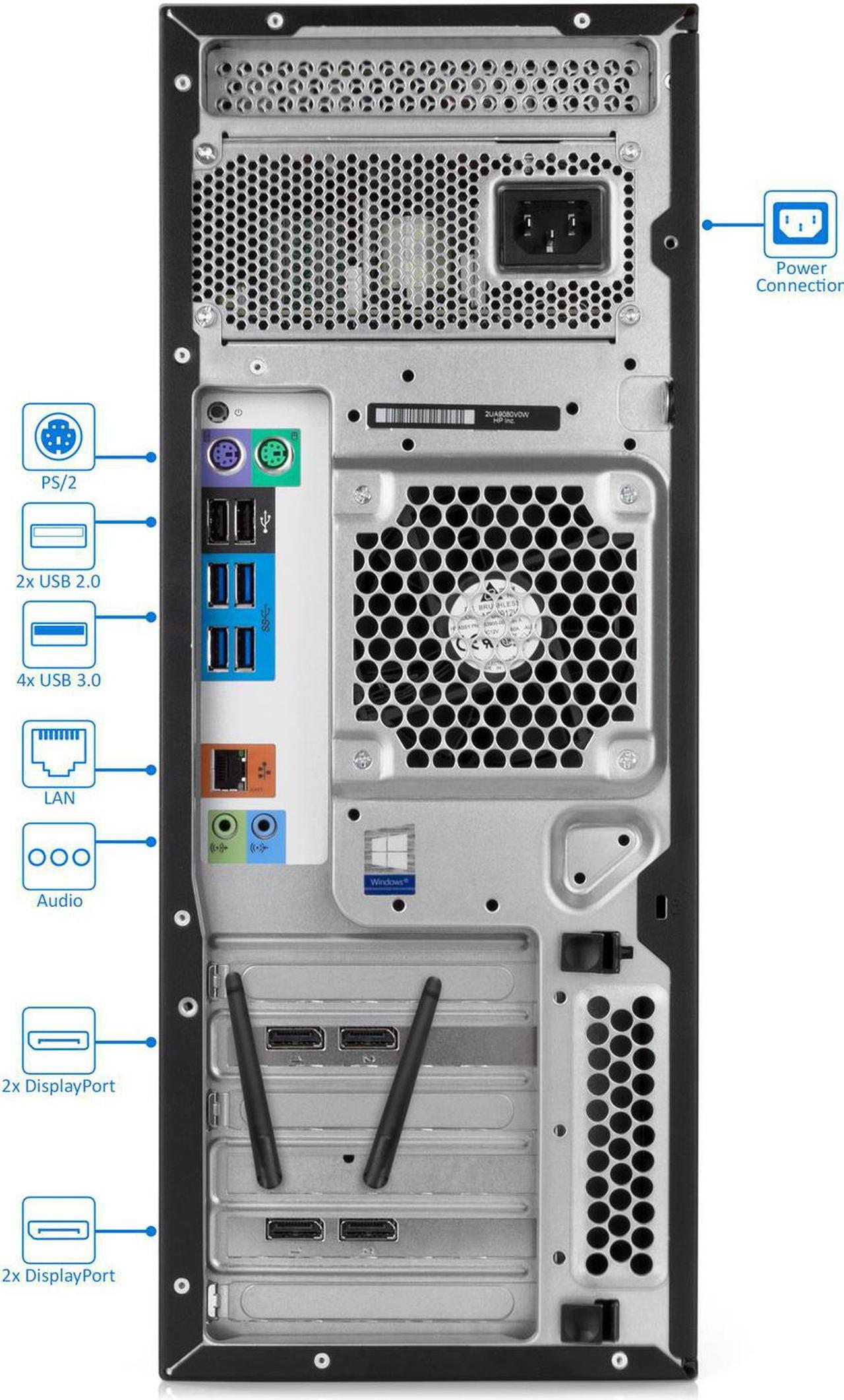 Alt view image 3 of 7 - HP Z440 Workstation Desktop, Intel Xeon E5-1607 v4 3.1GHz, 64GB RAM, 256GB SSD + 1TB HDD, 2x NVIDIA NVS 310 Graphics, DVD-RW, DisplayPort, Wi-Fi, Bluetooth, Windows 10 Pro