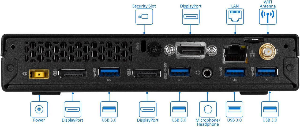 Alt view image 3 of 6 - Lenovo ThinkCentre M900 Mini PC, Intel Core i7-6700T Upto 3.6GHz, 16GB RAM, 512GB SSD, DisplayPort, Wi-Fi, Bluetooth, Windows 10 Pro