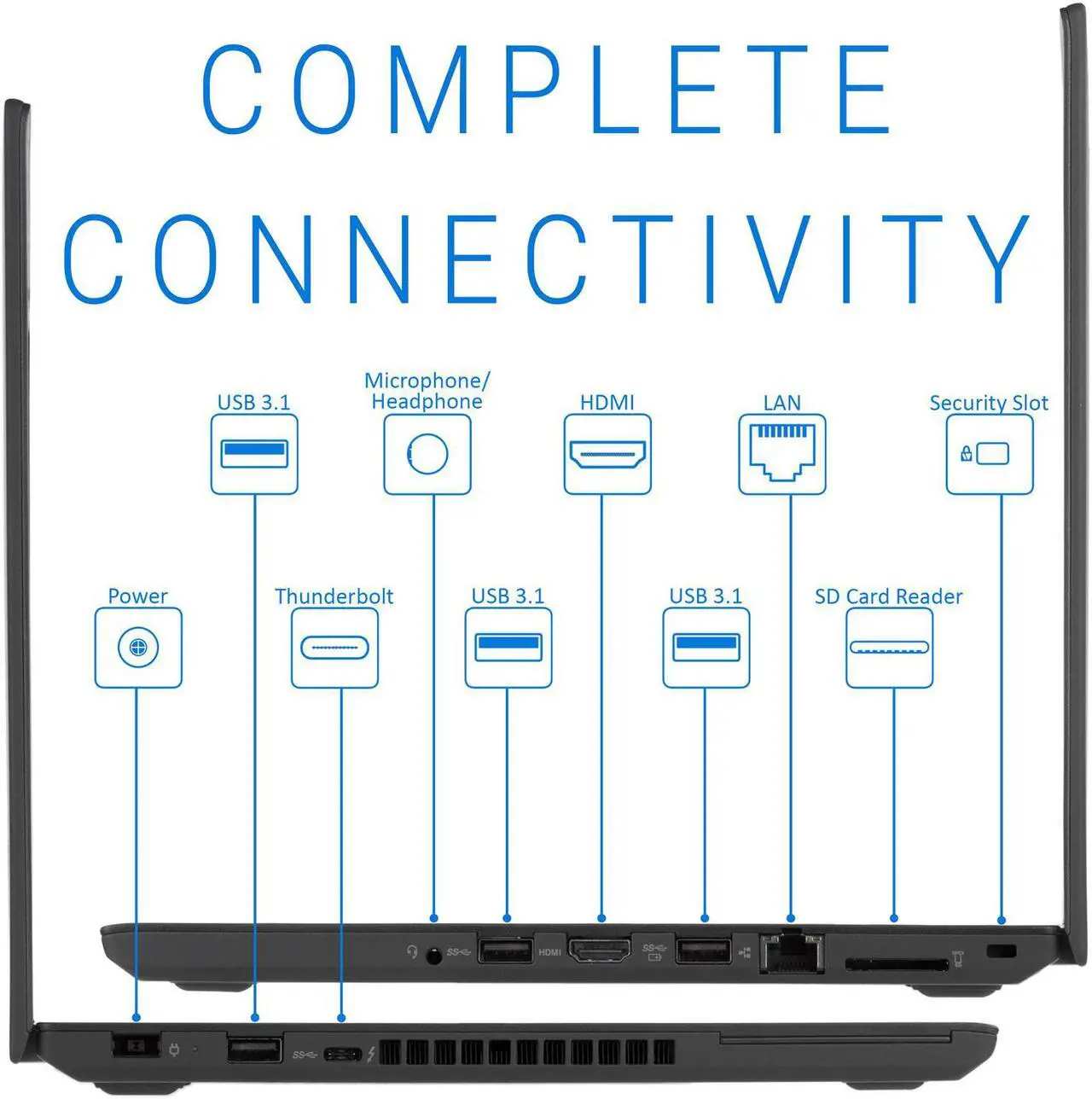 Alt view image 5 of 7 - Lenovo ThinkPad T470 Notebook, 14" HD Display, Intel Core i5-6300U Upto 3, 8GB RAM, 128GB NVMe SSD, HDMI, Thunderbolt, Card Reader, Wi-Fi, Bluetooth, Windows 10 Pro
