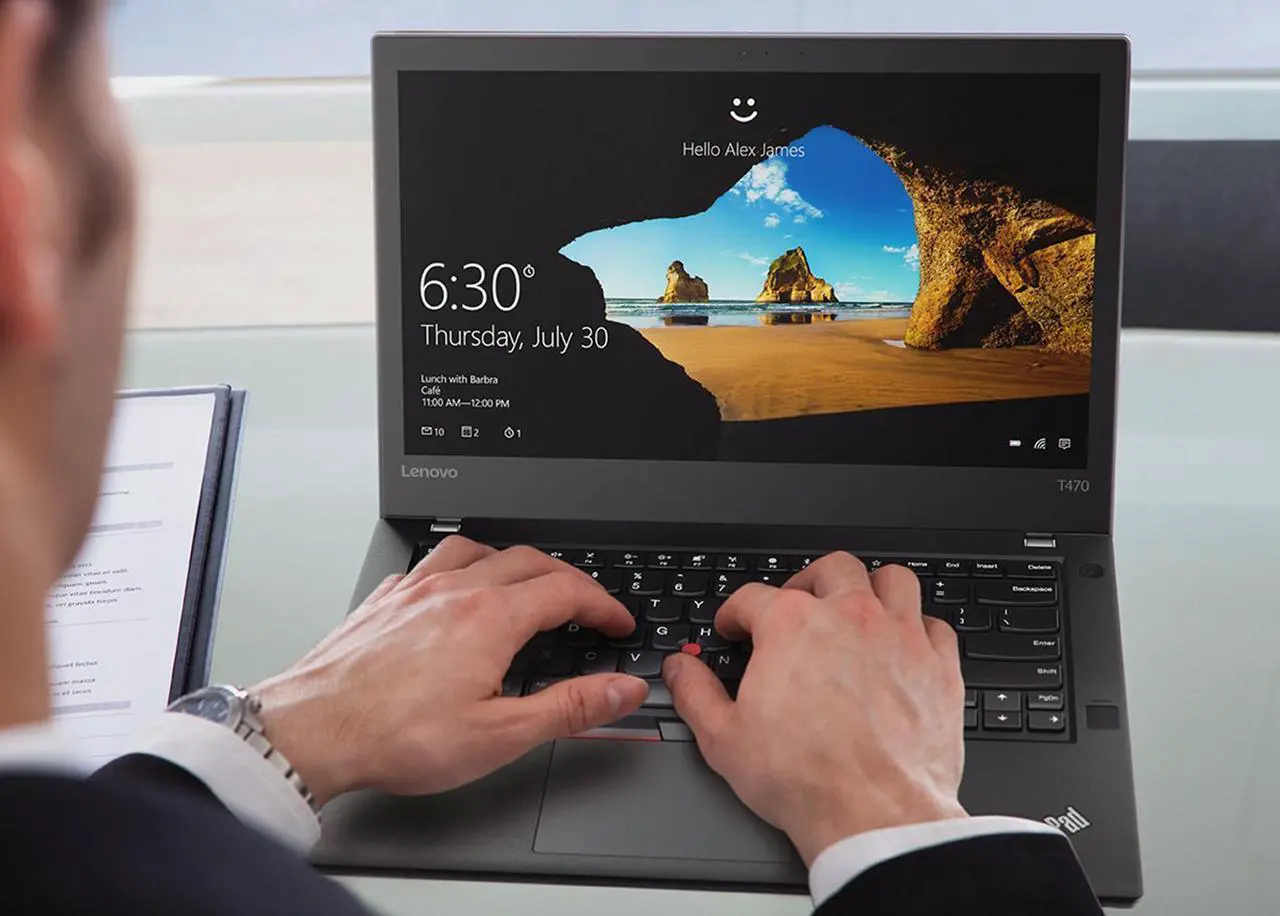 Alt view image 2 of 7 - Lenovo ThinkPad T470 Notebook, 14" HD Display, Intel Core i5-6300U Upto 3, 8GB RAM, 128GB NVMe SSD, HDMI, Thunderbolt, Card Reader, Wi-Fi, Bluetooth, Windows 10 Pro