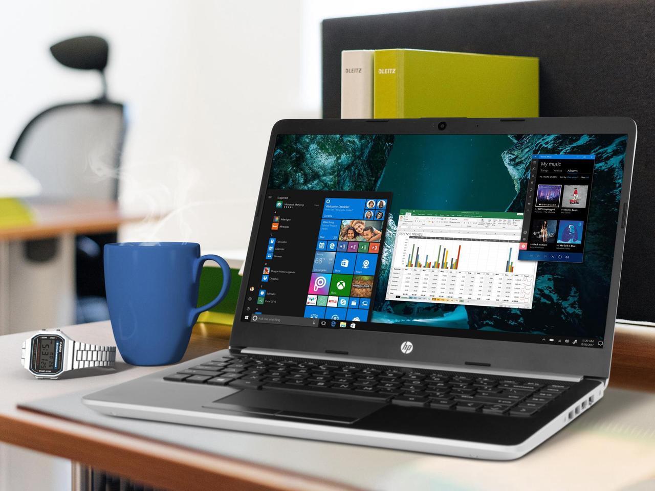 Alt view image 3 of 7 - HP 14 Notebook, 14" HD Display, AMD A9-9425 Upto 3.7GHz, 32GB RAM, 256GB NVMe SSD, HDMI, Card Reader, Wi-Fi, Bluetooth, Windows 10 Pro S