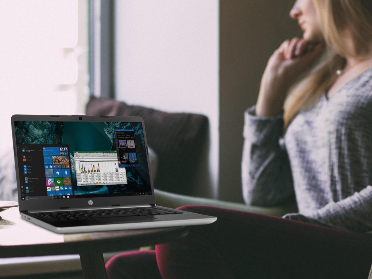 Alt view image 6 of 7 - HP 14 Notebook, 14" HD Display, AMD A9-9425 Upto 3.7GHz, 32GB RAM, 256GB NVMe SSD, HDMI, Card Reader, Wi-Fi, Bluetooth, Windows 10 Pro S