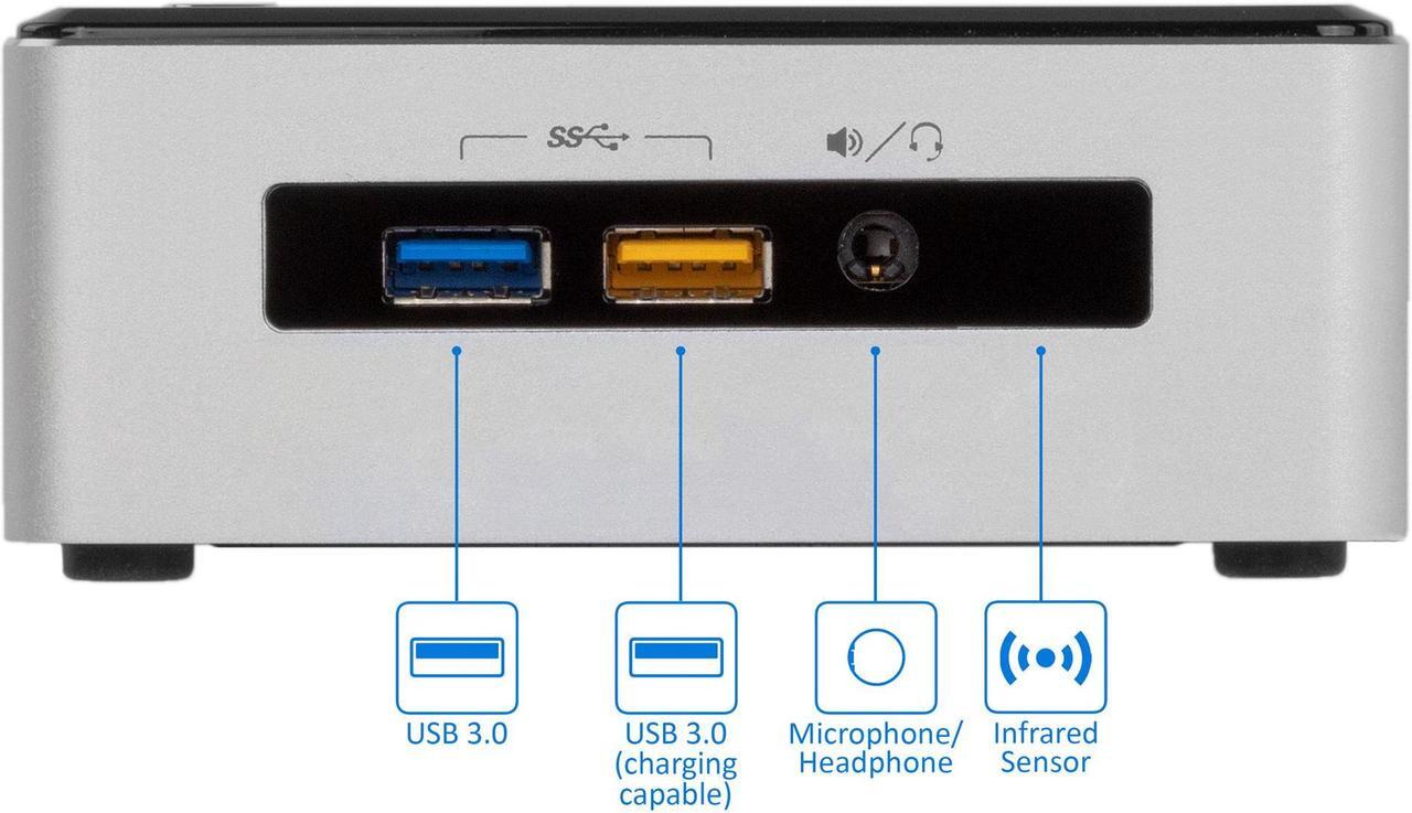 Alt view image 2 of 7 - Intel NUC5i3RYH Mini PC, Intel Core i3-5005U 2.0GHz, 4GB RAM, 128GB NVMe SSD + 1TB HDD, Mini DisplayPort, Mini HDMI, Wi-Fi, Bluetooth, Windows 10 Pro