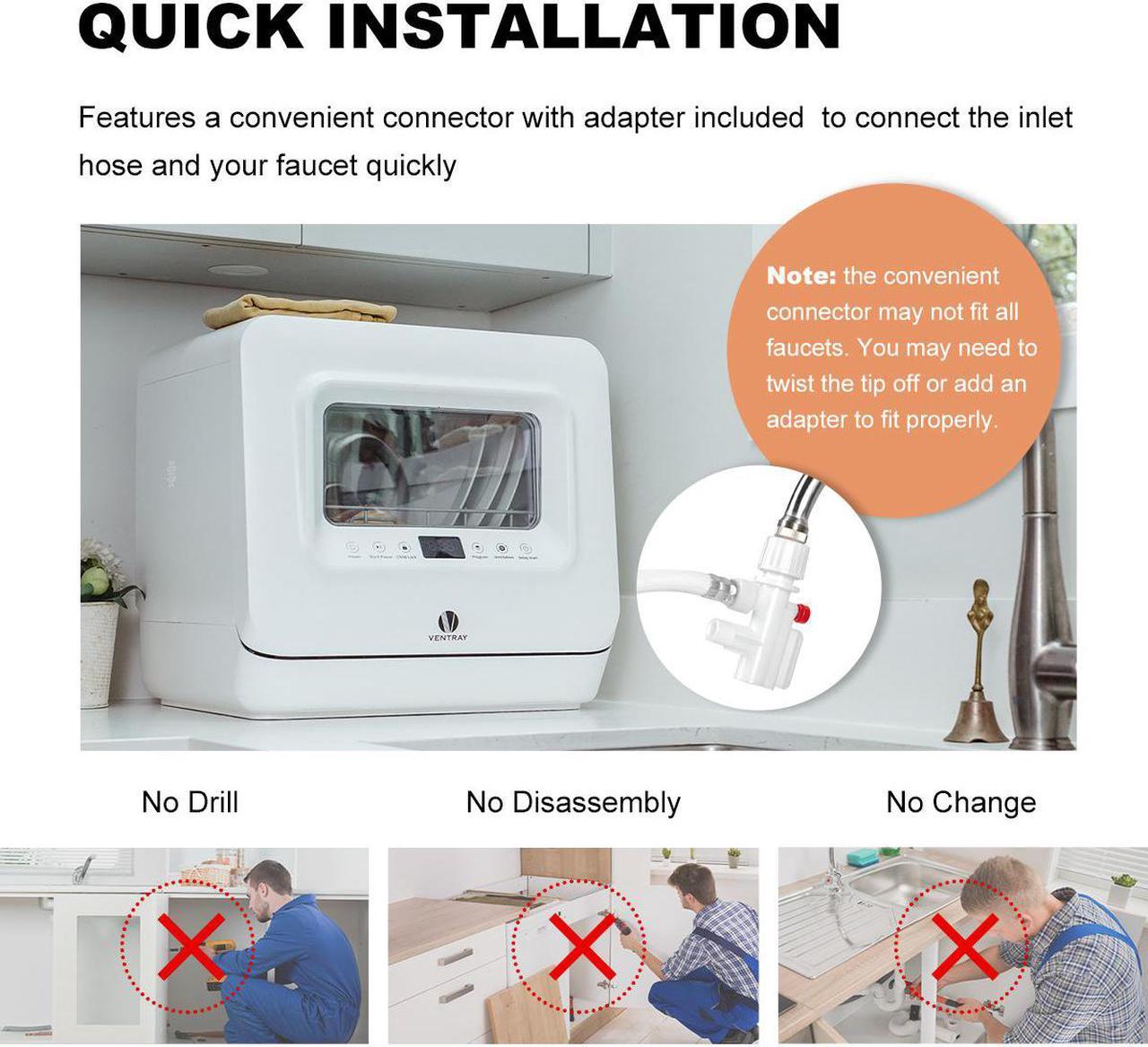 Alt view image 2 of 7 - VENTRAY DW55AD Portable Countertop Dishwashers, Compact Dishwashers with 5 Washing Programs, Air Drying, for Small Apartment, Dorms, RVs