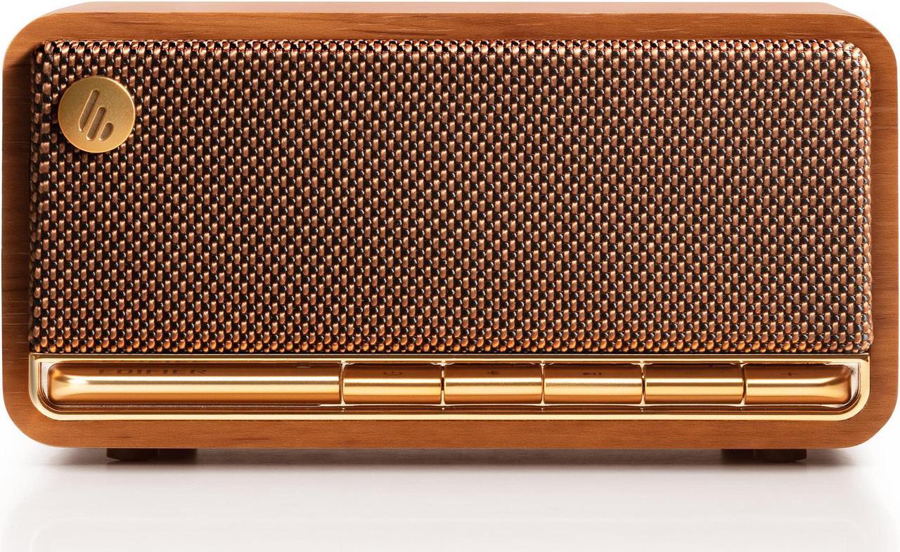 Edifier MP230 Portable Bluetooth Speaker, Wireless Speaker with Stereo Sound for Outdoor Travel, 10-Hour Playtime, Supports USB Soundcard/Micro SD, 20W RMS - Classic Wooden