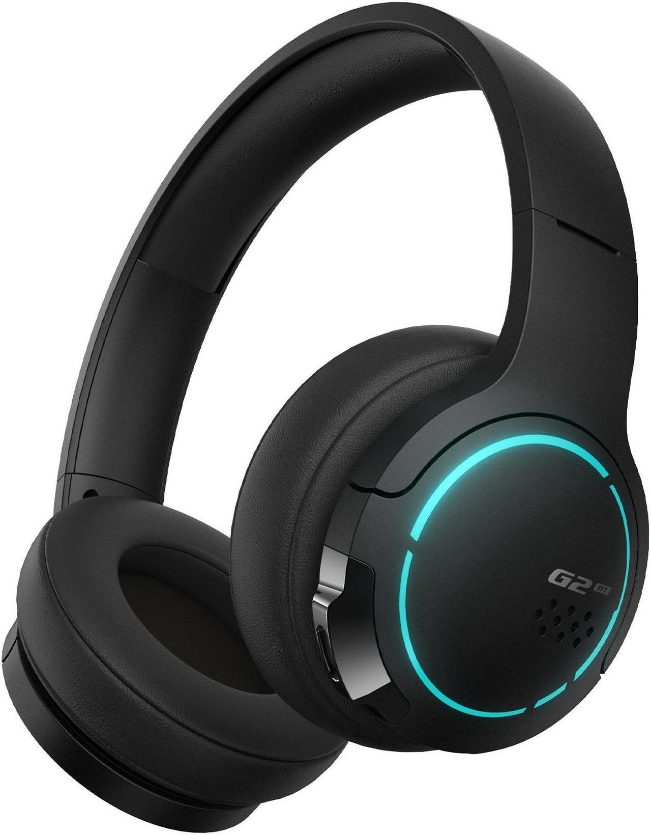 HECATE by Edifier G2BT Gaming Headset, Bluetooth 5.2 Wireless Headphones with 40mm Driver, Deep Bass Stereo Sound, Lightweight Noise Cancelling Over Ear Headphones with Soft Earmuffs, RGB Light, Black