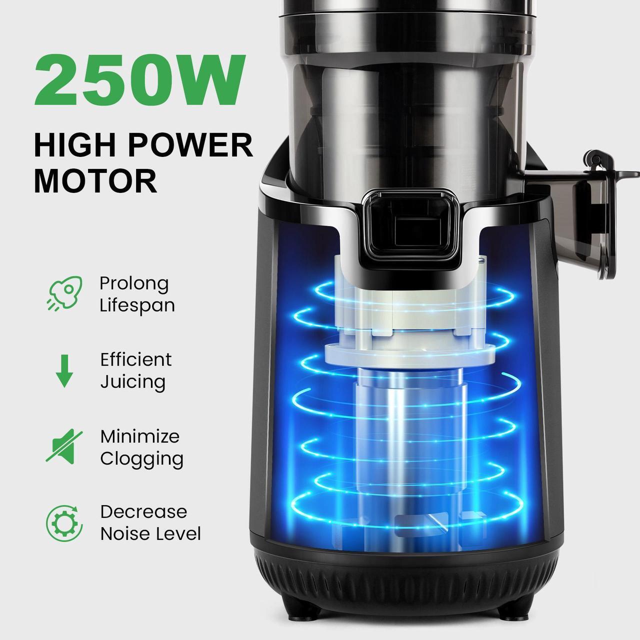 Alt view image 3 of 7 - Ventray 900 Slow Masticating Juicer, Cold Press Juicer with 5.1" Extra Large Wide Feed Chute Electric Slow Juicer Machine Fit Whole Fruits Vegetables, High Juice Yield, Easy to Clean with Brush