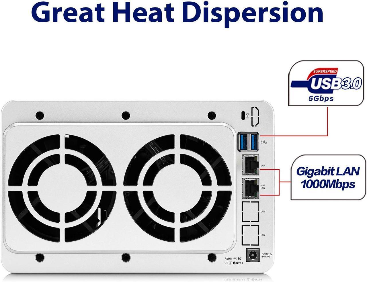Alt view image 3 of 7 - TerraMaster F5-221 NAS 5-Bay Cloud Storage Intel Dual Core 2.0GHz Network Storage (Diskless)