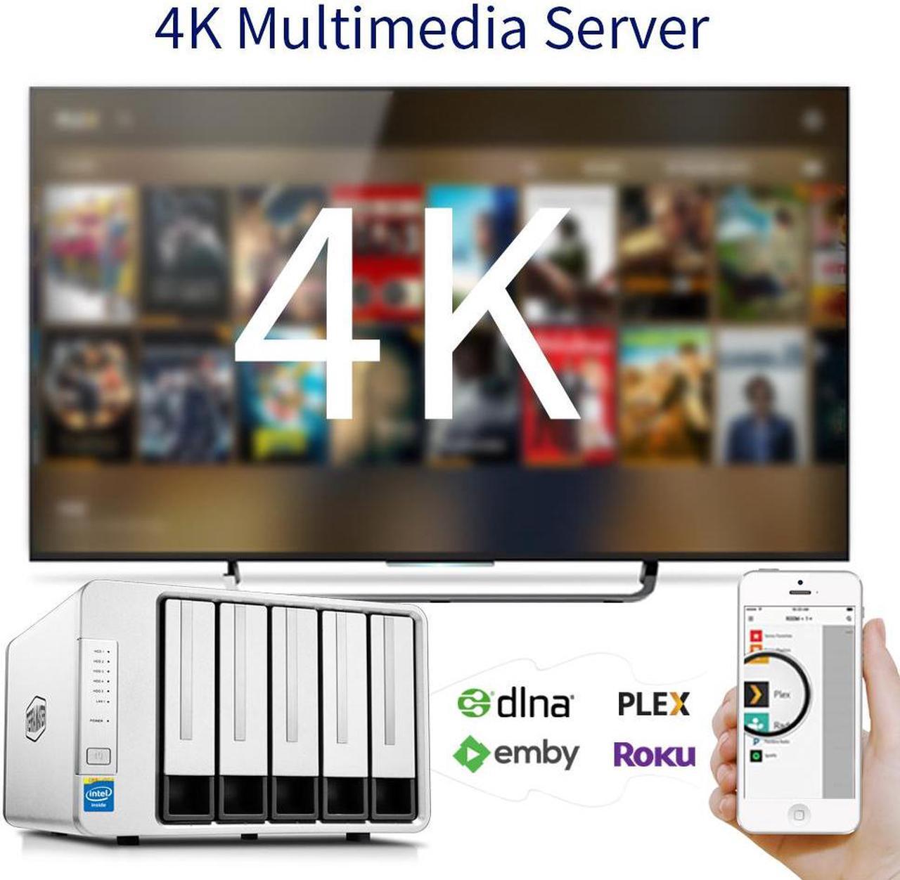 Alt view image 6 of 7 - TerraMaster F5-221 NAS 5-Bay Cloud Storage Intel Dual Core 2.0GHz Network Storage (Diskless)