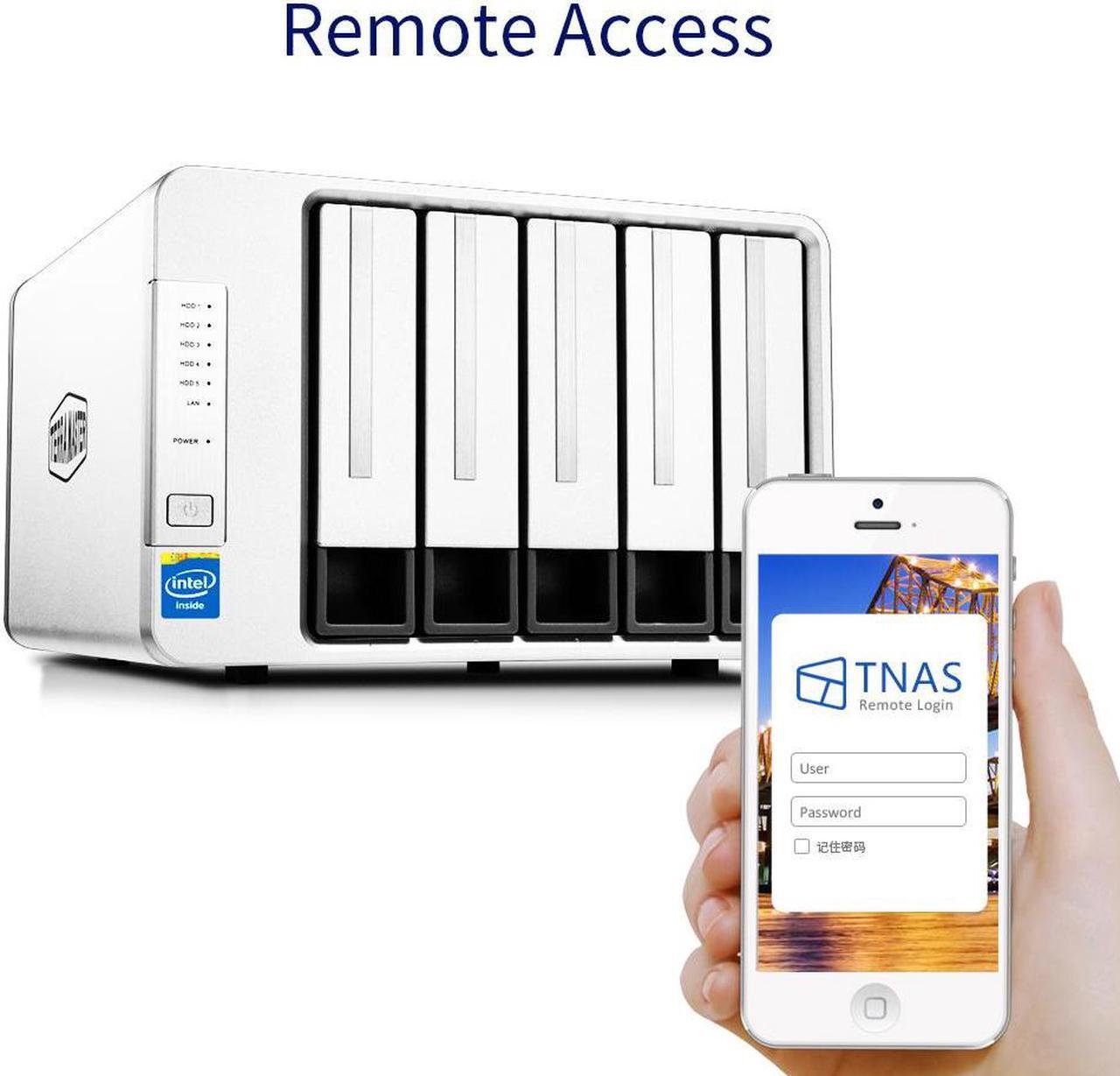 Alt view image 7 of 7 - TerraMaster F5-221 NAS 5-Bay Cloud Storage Intel Dual Core 2.0GHz Network Storage (Diskless)