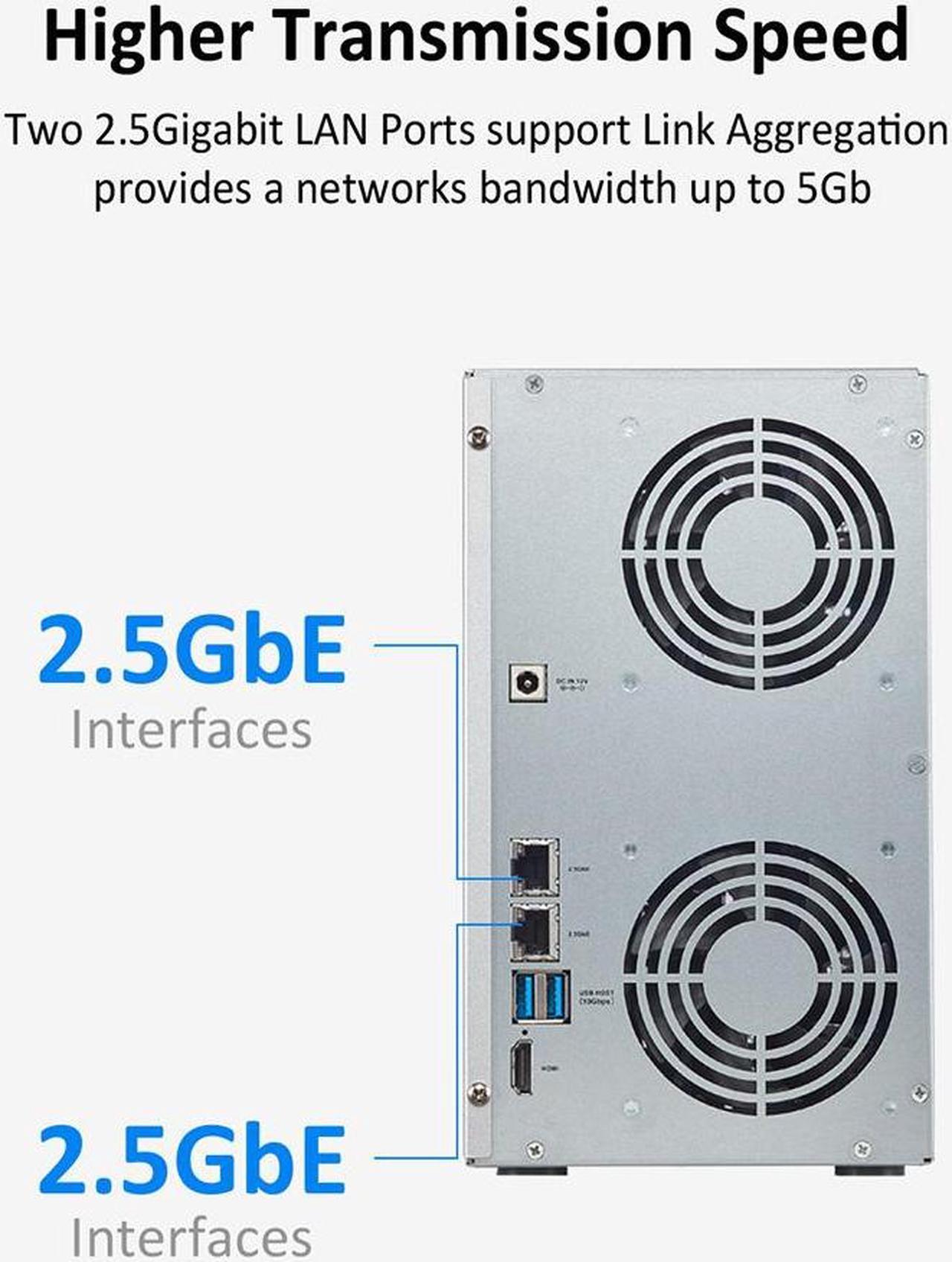 Alt view image 6 of 7 - TERRAMASTER T6-423 6Bay NAS Storage - High Performance DiskStation for SMB with N5105/5095 QuadCore CPU 4GB DDR4 Memory, 2.5GbE Port x 2, Network Storage Server, Diskless