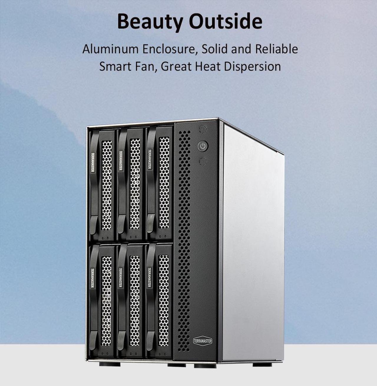Alt view image 4 of 7 - TERRAMASTER T6-423 6Bay NAS Storage - High Performance DiskStation for SMB with N5105/5095 QuadCore CPU 4GB DDR4 Memory, 2.5GbE Port x 2, Network Storage Server, Diskless
