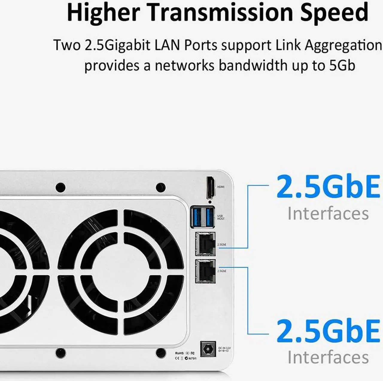 Alt view image 6 of 7 - TERRAMASTER F4-223 4Bay NAS Storage  High Performance for SMB with N4505 Quad-core CPU, 2GB DDR4 Memory, 2.5GbE Port x 2, Network Storage Server (Diskless)
