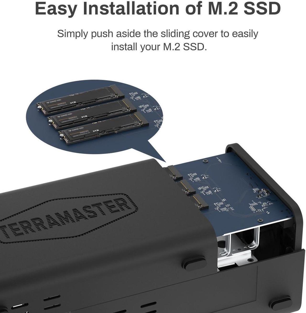Alt view image 4 of 7 - TERRAMASTER D5 Hybrid HDD NVMe Enclosure - USB 3.2 Gen 2 10Gbps Type C 5Bay USB Storage Supports RAID 0/1/Single/JBOD Exclusive 2+3 RAID Hybrid Disk Array (Diskless)