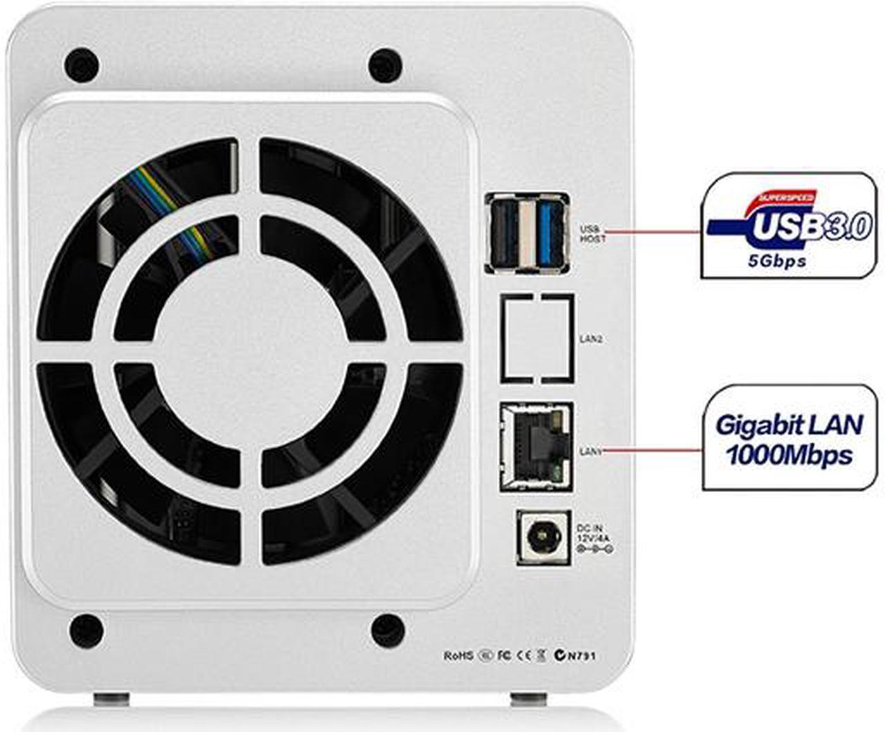 Alt view image 3 of 7 - TerraMaster F2-220 NAS Server 2-Bay Intel Dual Core 2.41 GHz 2GB RAM Network RAID Storage for Small / Medium Business (Diskless)