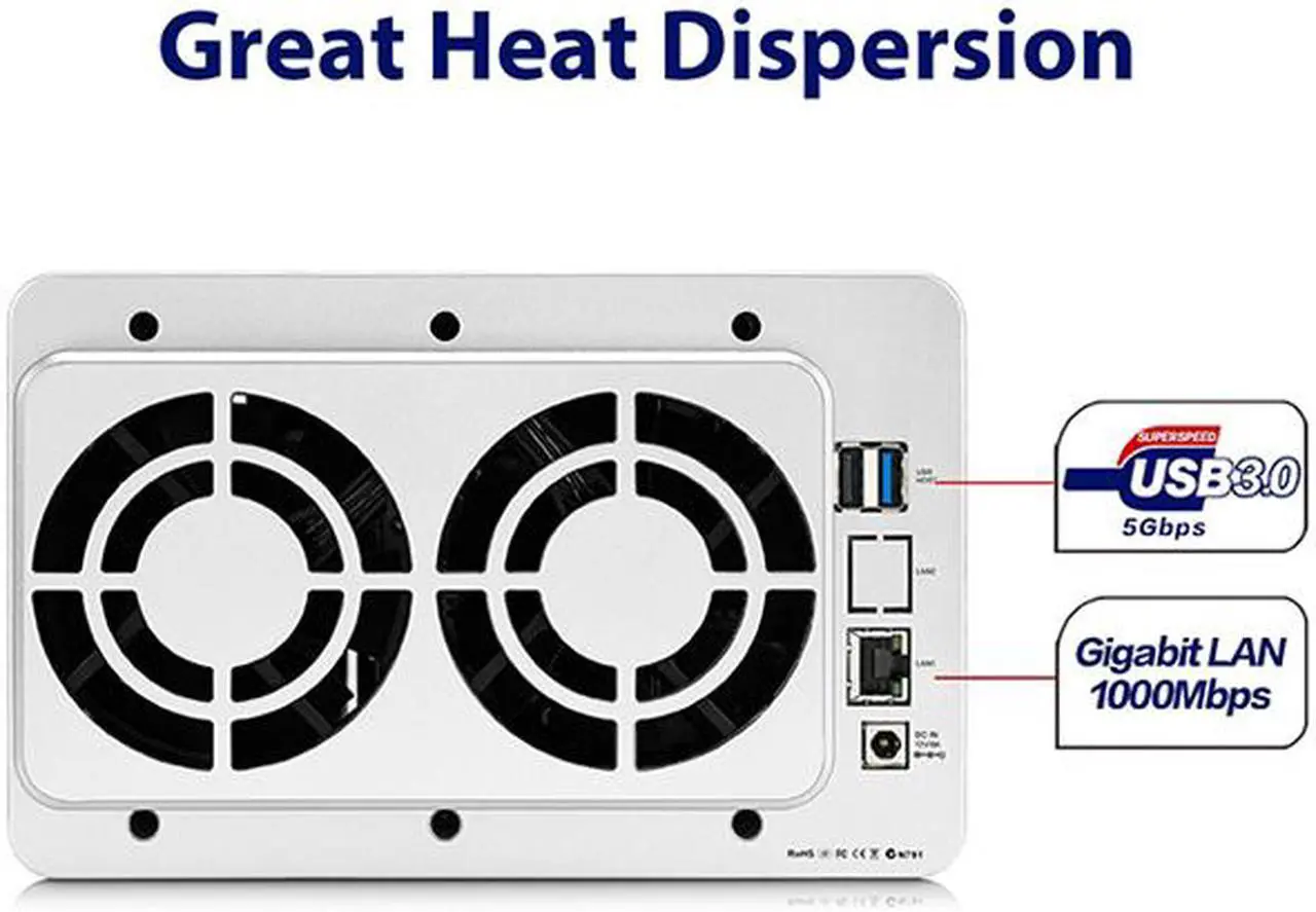 Alt view image 3 of 7 - Terramaster F4-220 100MB/S DISKLESS nas for plex 100MB/S Aluminum-alloy Nas Enclosure Intel Dual Core 2.41GHz 4 bays nas storage 2GB Ram media nas (HDD Not Included)