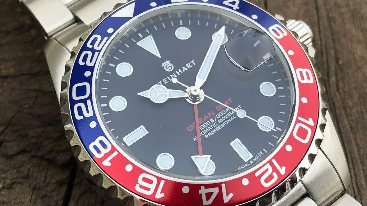 Alt view image 2 of 5 - Steinhart GMT-OCEAN One 39 Blue-Red Pepsi Swiss Automatic Sapphire Diver Watch