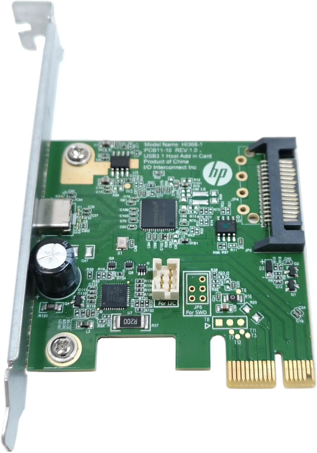 Alt view image 4 of 5 - HP USB-C 3.1 PCIe-3 x1 card LP  STD bracket 10Gbps data transfer connect external SSD Smartphone to PC 821128-001 839555-001 P1N75AA