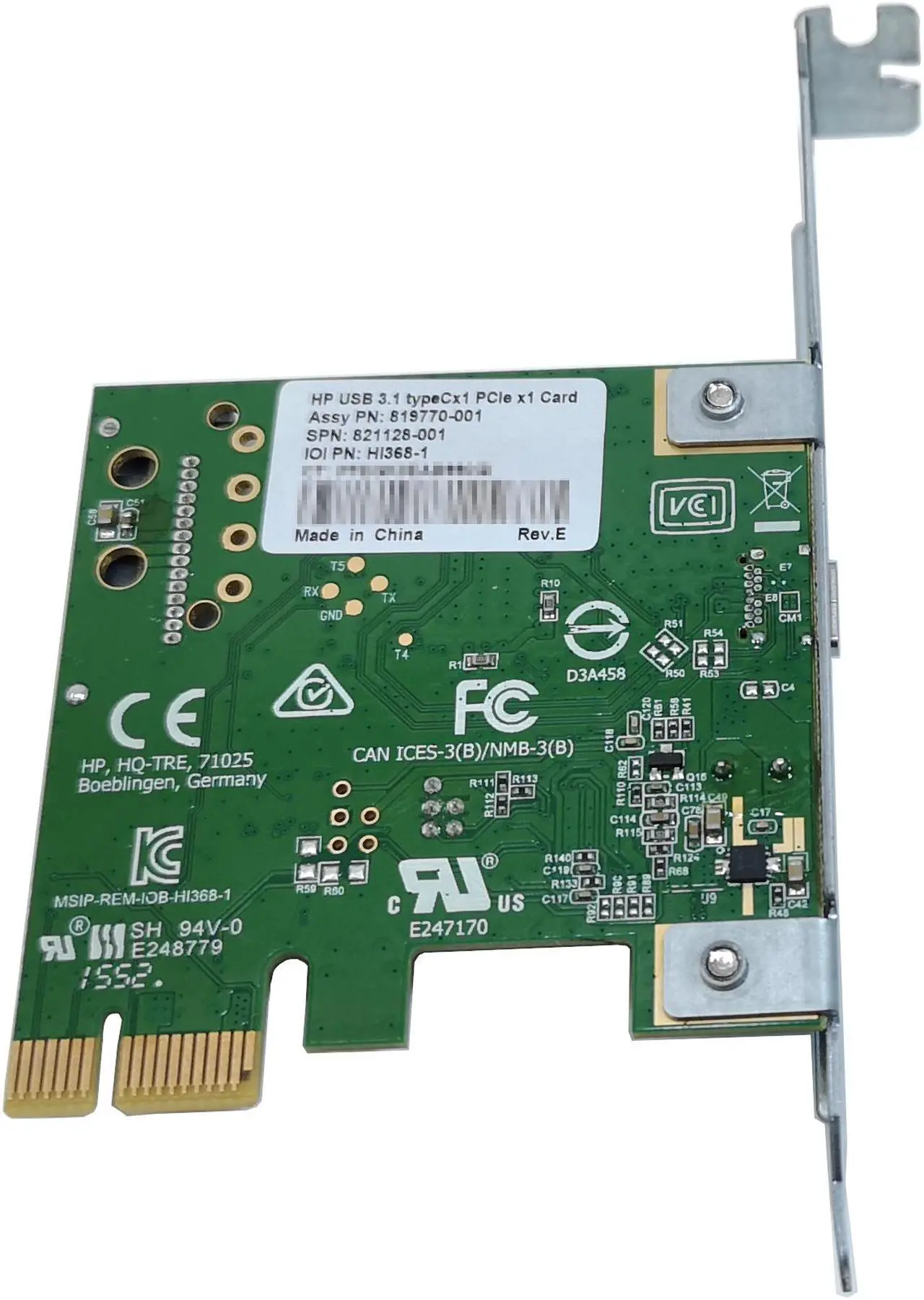 Alt view image 2 of 5 - HP USB-C 3.1 PCIe-3 x1 card LP  STD bracket 10Gbps data transfer connect external SSD Smartphone to PC 821128-001 839555-001 P1N75AA