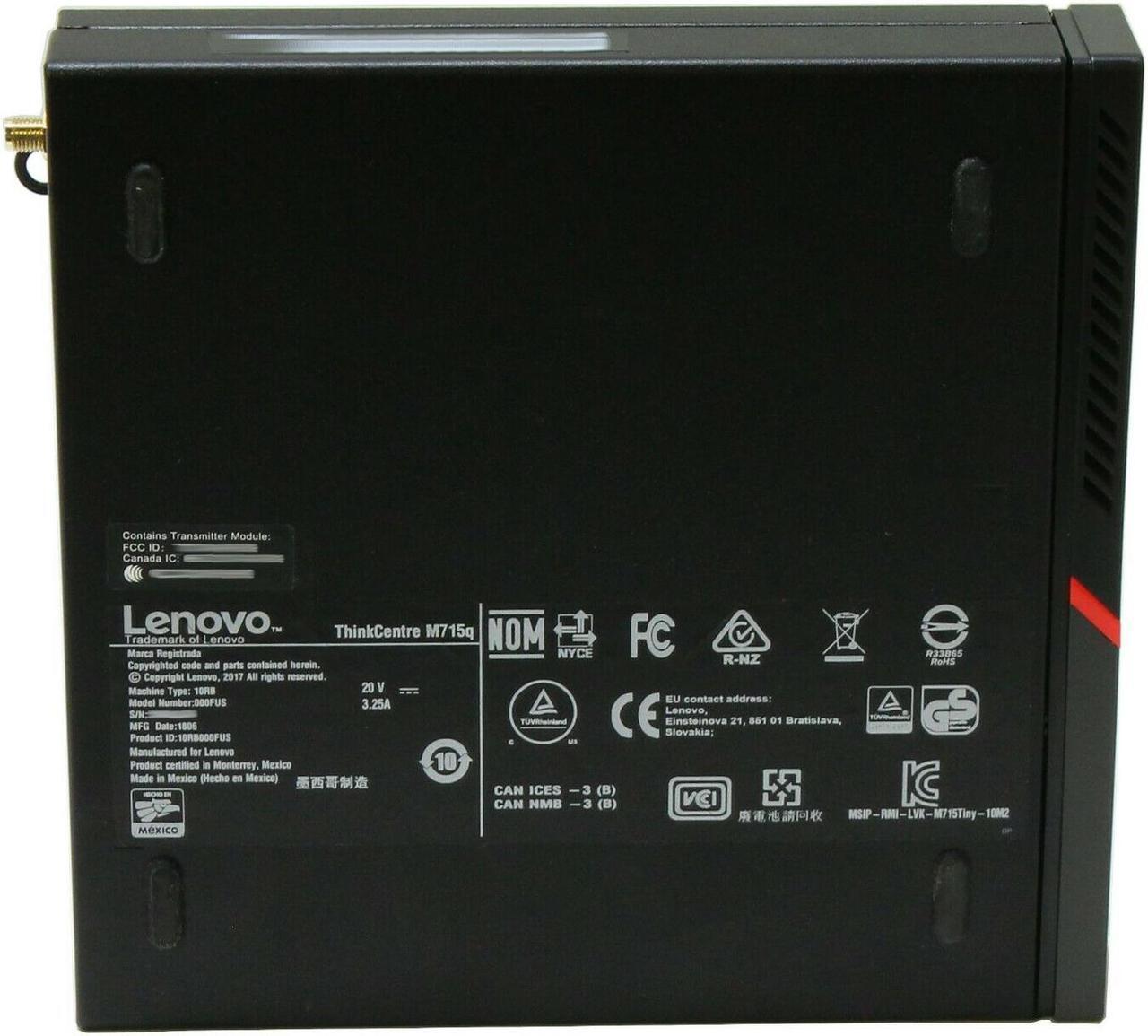Alt view image 4 of 4 - Lenovo ThinkCentre M715q tiny CPU AMD Pro A6-8570E 3.0GHz RAM 4 GB SSD 32GB Radeon R5 GigE 10RB000FUS