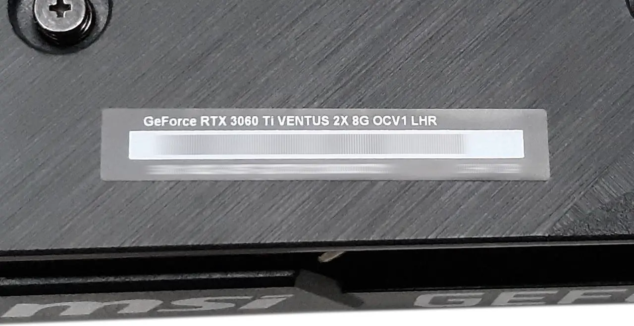 Alt view image 5 of 5 - MSI Nvidia GeForce RTX 3060 TI Ventus 2x 8GB OCV1 LHR PCIe4 x16 HDMI 3xDP