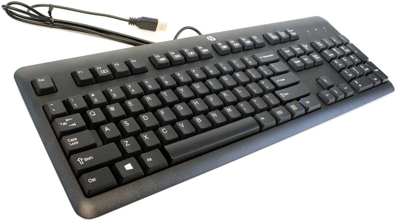 Alt view image 4 of 7 - NEW HP Genuine USB Wired Black Keyboard KU-1156 - 672647-003