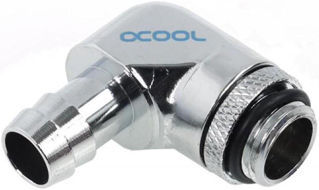 Alphacool G1/4 3/8" (10mm) 90Â° Revolvable Barbed Fitting with O-Ring - Chrome (17135)