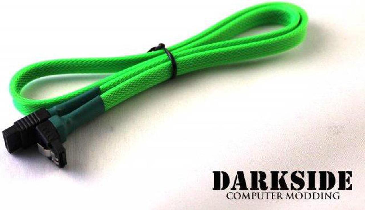 Darkside 60cm (24") SATA 3.0 180Â° to 90Â°  Data Cable with Latch - UV Green (DS-0085)