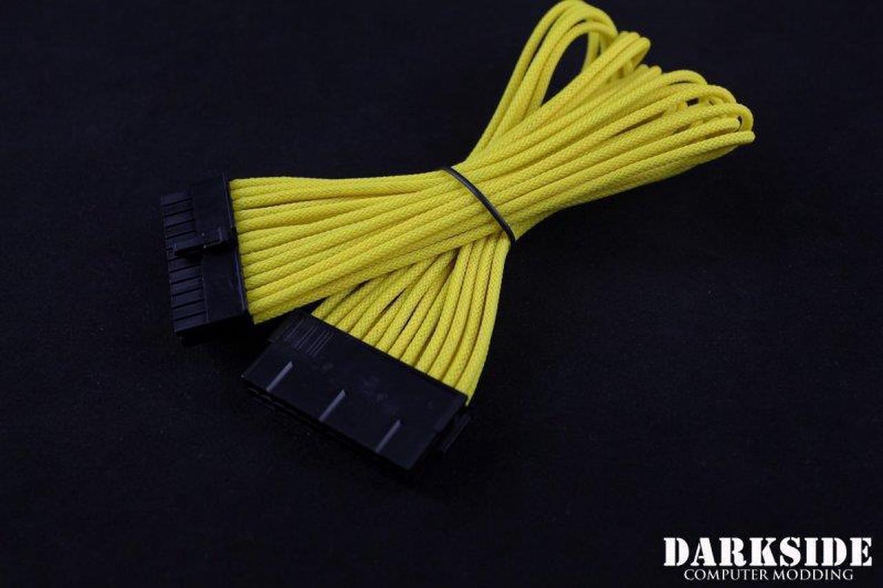 Darkside 24-Pin ATX 12" (30cm) HSL Single Braid Extension Cable - Yellow II UV (DS-0434)