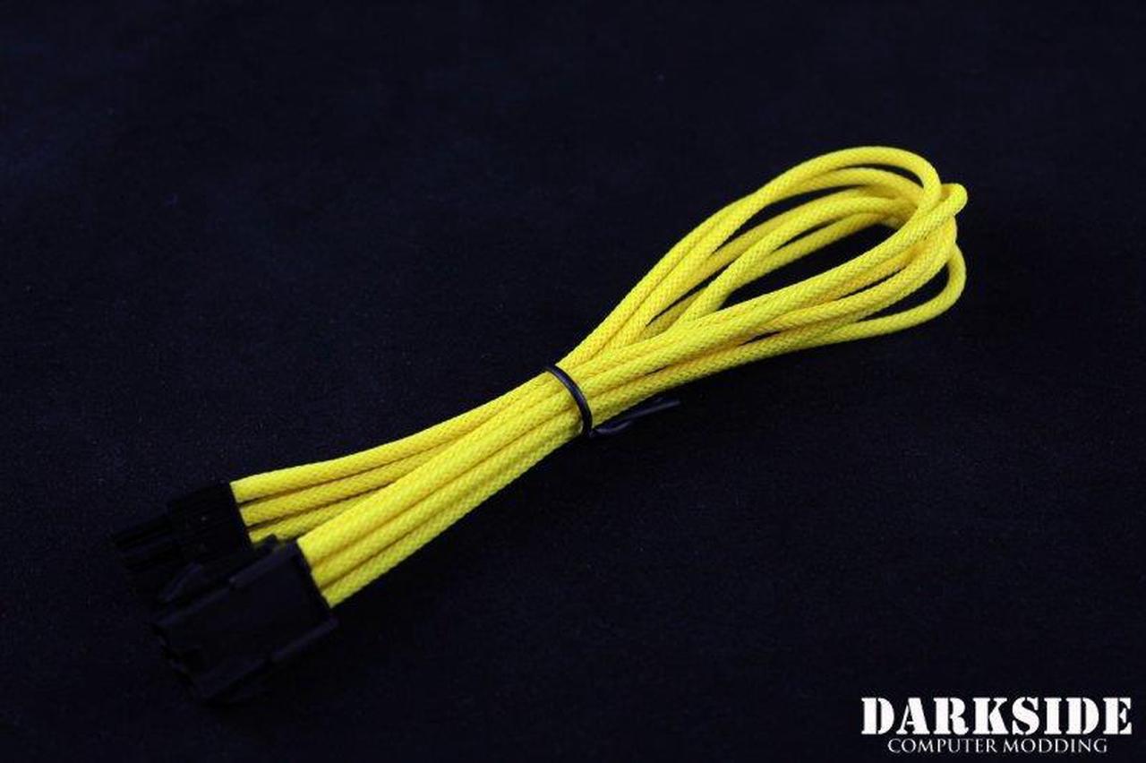 Darkside 6-Pin PCI-E 12" (30cm) HSL Single Braid Extension Cable - Yellow II UV (DS-0437)