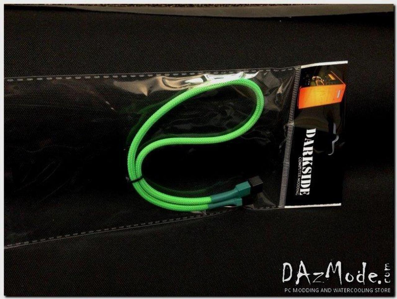 Darkside 3-Pin 40cm (16") M/F Fan Sleeved Cable - Green (DS-0031)