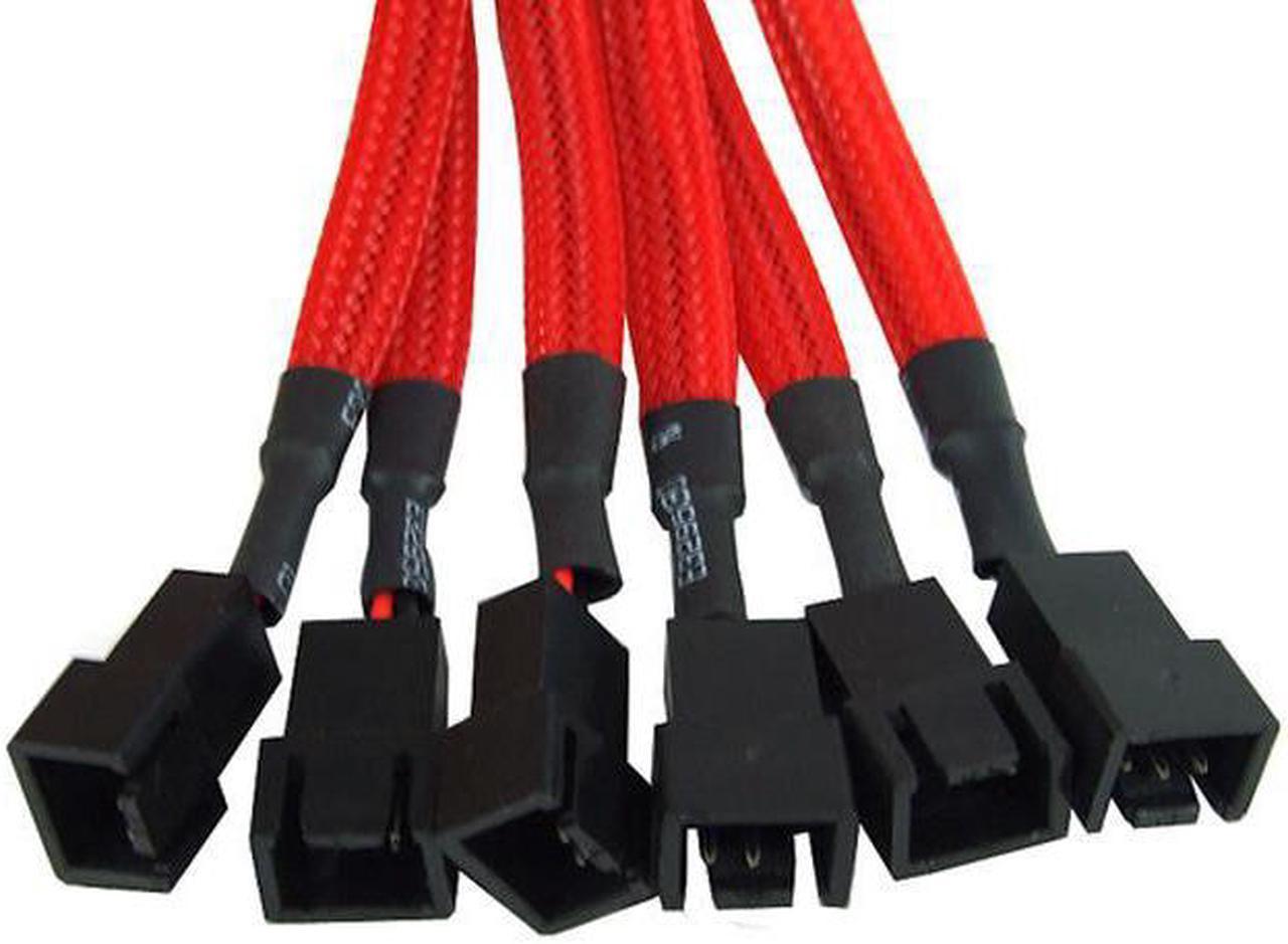 Phobya 3-Pin Fan to 6x 3-Pin Fan Breakout Cable - 60cm | UV Red (81046)