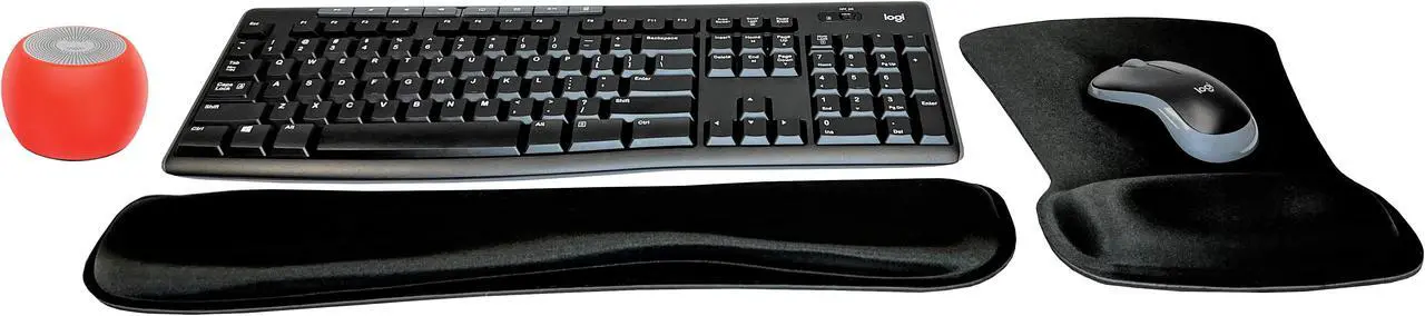 Main image of Logitech MK270 Wireless Keyboard & Mouse Combo Travel Home Office Modern Bundle with Boost Glow in the Dark Water-Resistant Portable Wireless Bluetooth Speaker, Gel Wrist & Mouse Pads