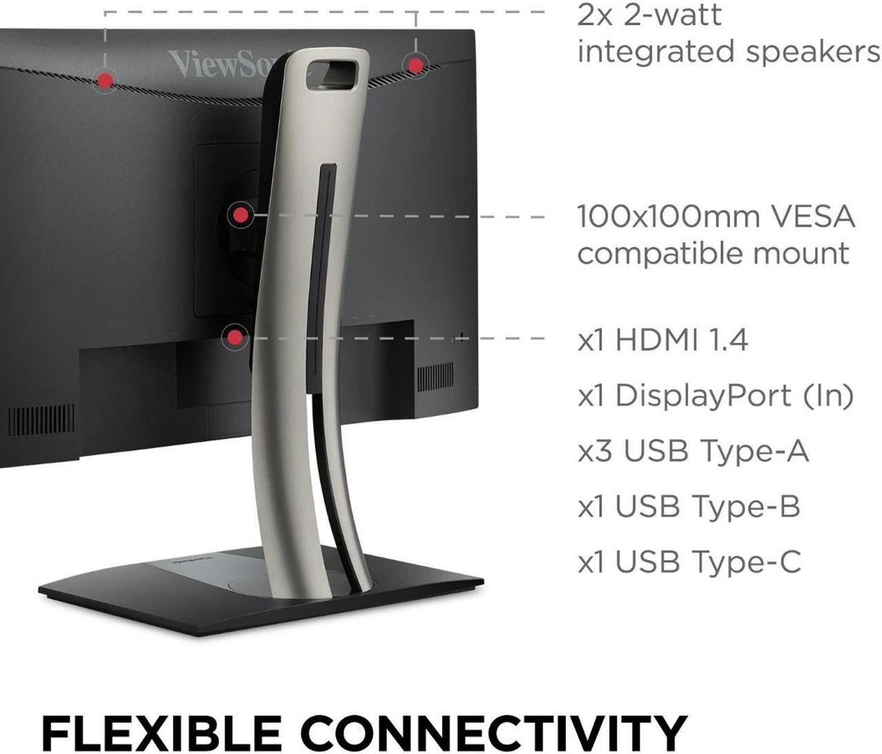Alt view image 6 of 6 - ViewSonic VP2756 27-inch 1440P QHD 2K IPS Premium Monitor, 2-Pack Bundle with ColorPro, Color Accuracy, HDMI, DisplayPort, USB-C, Speakers, Desk Mount Dual Monitor Stand