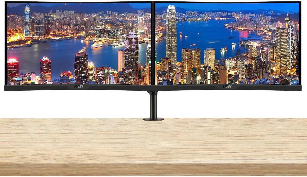 Main image of MSI MAG 325CQRF-QD Curved 32-inch 1440P 2K Wide Quad HD 170 Hz 1ms LED Backlit LCD Gaming Monitor, 2-Pack bundle, Frameless, FreeSync, HDMI, DisplayPort, USB-C, USB Hub, Desk Mount Dual Monitor Stand