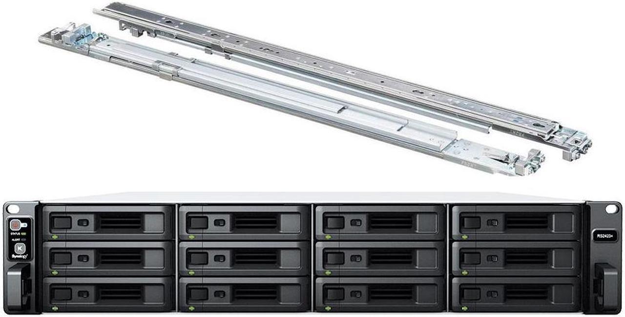 Main image of Synology RackStation RS2423+ NAS Server with Ryzen 3.35GHz CPU, 32GB Memory, 12TB SSD Storage, 10GbE LAN Ports, DSM Operating System Bundle with Rail kit