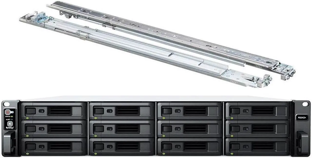 Main image of Synology RackStation RS2423+ NAS Server with Ryzen 3.35GHz CPU, 32GB Memory, 48TB SSD Storage, 10GbE LAN Ports, DSM Operating System Bundle with Rail kit
