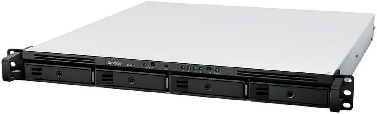 Alt view image 2 of 5 - Synology RackStation RS822+ NAS Server with Ryzen 2.2GHz CPU, 32GB Memory, 64TB HDD Storage, 4 x 1GbE LAN Ports, DSM Operating System Bundle with Rail kit
