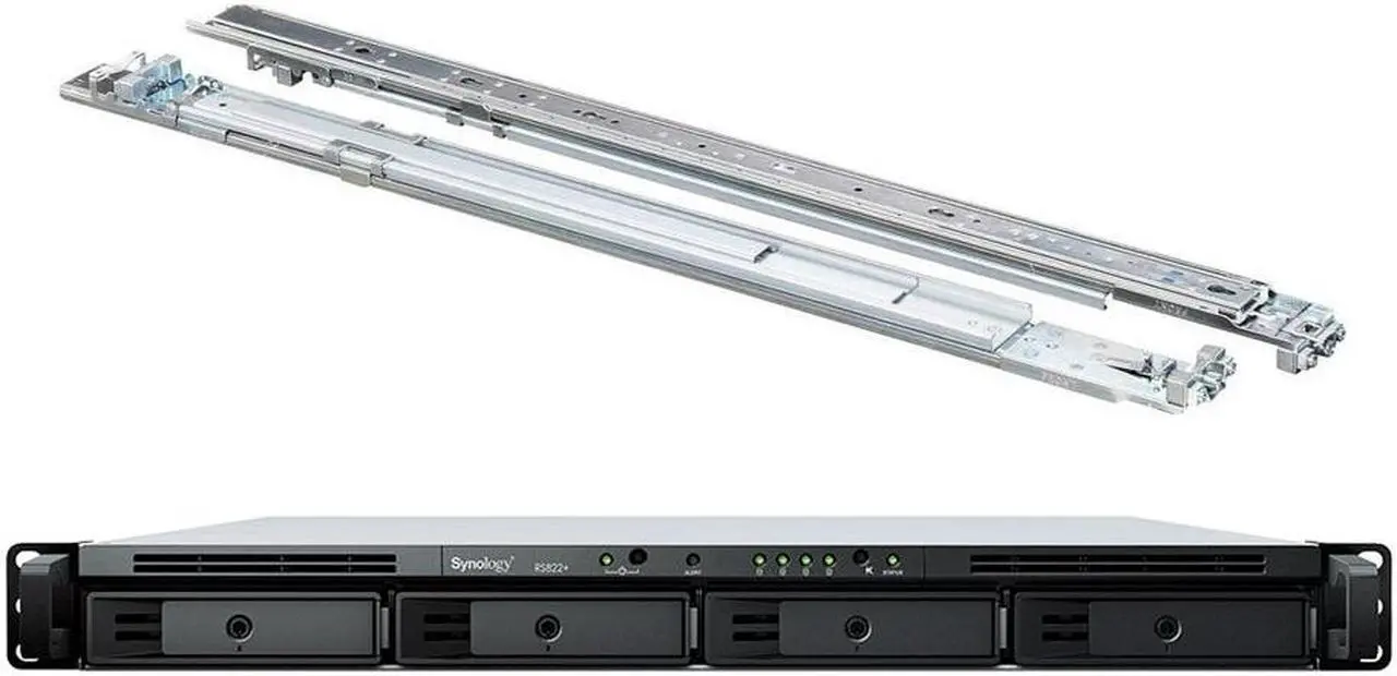 Main image of Synology RackStation RS822+ NAS Server with Ryzen 2.2GHz CPU, 32GB Memory, 64TB HDD Storage, 4 x 1GbE LAN Ports, DSM Operating System Bundle with Rail kit