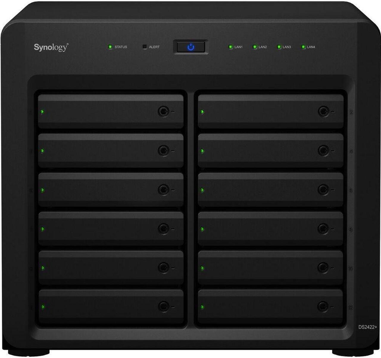 Main image of Synology DiskStation DS2422+ NAS Server with Ryzen 2.2GHz CPU, 32GB Memory, 264TB HDD Storage, 4 x 1GbE LAN Port, DSM Operating System